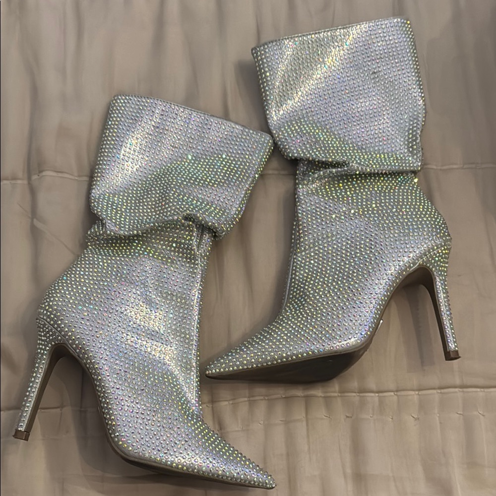 Silver Rhinestone Women's Boots